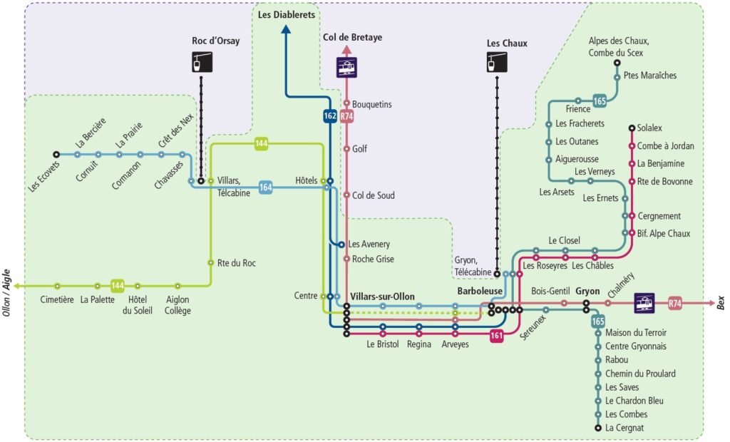 Vos transports en stations de Villars, Gryon et les Diablerets - Hiver 2024-2025 2 plan villars gryon ete 2025